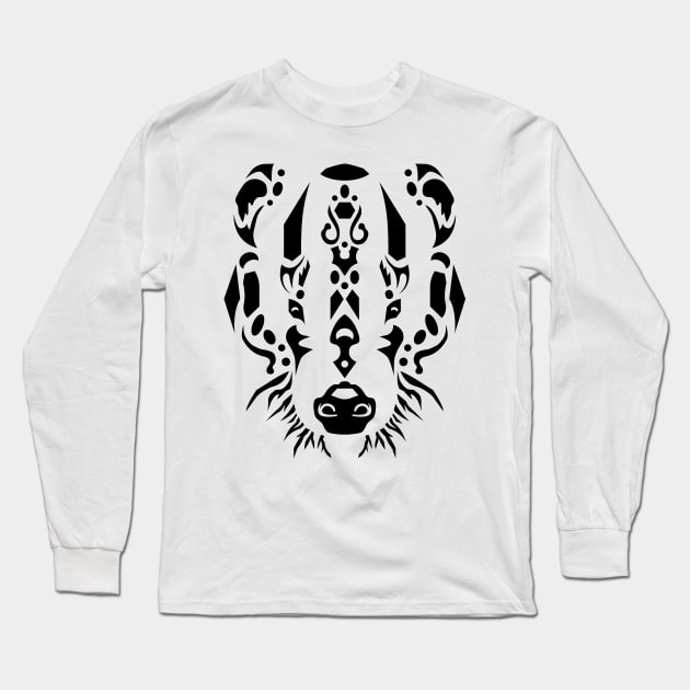Tribal Badger Long Sleeve T-Shirt by Danie Bevis Design